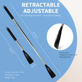 Retractable Stainless Steel Long Handle Shoe Horn, Portable No-Bend Shoe Helper for Elderly Pregnant Kids