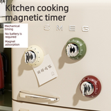 Vintage Magnetic Mechanical Kitchen Timer, 60-Minute Countdown Timer for the Fridge, Battery-Free Cooking Alarm—Red