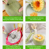 3-in-1 Stainless Steel Fruit Carving Scoop, Multi-Function Melon Seed Remover Kitchen Tool
