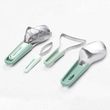 Stainless Steel Mango Cutter 3-Piece Set, Multi-Function Mango Core Remover & Dicer Kitchen Tool—Green