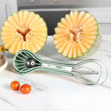 6-in-1 Multi-Fruit Tool 3-Piece Set, Stainless Steel Melon Baller and Carving Scoop for Watermelon and Cantaloupe Platters—Green