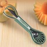 6-in-1 Multi-Fruit Tool 3-Piece Set, Stainless Steel Melon Baller and Carving Scoop for Watermelon and Cantaloupe Platters—Green