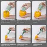 Dual-Size Bell Pepper Corer, ABS Plastic Chili Seed Remover, Household Vegetable Prep Tool—Green