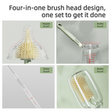 6-in-1 Portable Silicone Bottle Brush Set with Drying Storage Box, All-Purpose Cleaner for Baby Bottles, Nipples, and Straw Cups - Orange