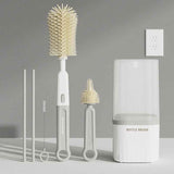6-in-1 Portable Silicone Bottle Brush Set with Drying Storage Box, All-Purpose Cleaner for Baby Bottles, Nipples, and Straw Cups - Gray