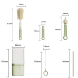 6-in-1 Portable Silicone Bottle Brush Set with Drying Storage Box, All-Purpose Cleaner for Baby Bottles, Nipples, and Straw Cups - Gray