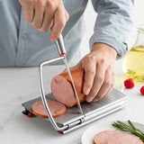 Stainless Steel Cheese Slicer with Measuring Scale, Non-Slip Manual Cutter for Ham Butter Bread Fruit Vegetable
