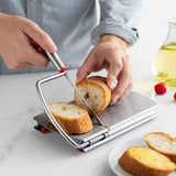 Stainless Steel Cheese Slicer with Measuring Scale, Non-Slip Manual Cutter for Ham Butter Bread Fruit Vegetable