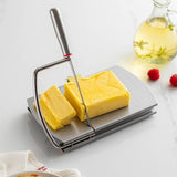Stainless Steel Cheese Slicer with Measuring Scale, Non-Slip Manual Cutter for Ham Butter Bread Fruit Vegetable