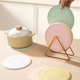 Food-Grade Silicone Heat-Resistant Trivet, 16cm Non-Slip Table Mat, Snowflake Hollow Hot Pot Coaster—Green