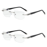 Business Metal Rimless Cut Anti Blue Light Reading Glasses, 2 Pack Different Powers +1.00 & +1.50 Diopter Fashion Readers for Men Women In Australia - Darrahopens