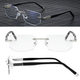 Business Metal Rimless Cut Anti Blue Light Reading Glasses, 2 Pack Different Powers +1.00 & +1.50 Diopter Fashion Readers for Men Women In Australia - Darrahopens