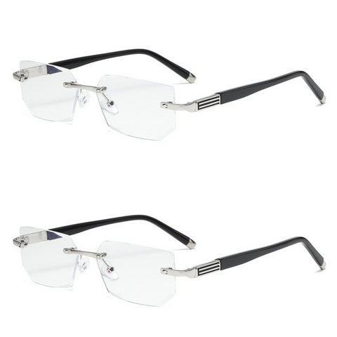 Business Metal Rimless Cut Anti Blue Light Reading Glasses, 2 Pack Different Powers +1.50 & +2.00 Diopter Fashion Readers for Men Women In Australia - Darrahopens