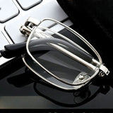 +2.00 Diopter Metal Portable Foldable Anti-Blue Light Reading Glasses, Lightweight Compact Readers for Seniors - Gold