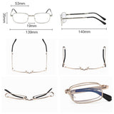 +1.50 Diopter Metal Portable Foldable Anti-Blue Light Reading Glasses, Lightweight Compact Readers for Seniors—Silver