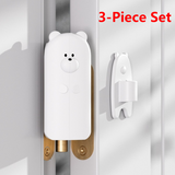 Cute Bear Door Pinch Guard, Baby Safety Door Stopper, No-Drill Door Clip, 3-Pack—White In Australia - Darrahopens