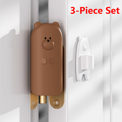 Cute Bear Door Pinch Guard, Baby Safety Door Stopper, No-Drill Door Clip, 3-Pack—Brown In Australia - Darrahopens