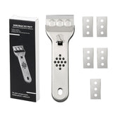Stainless Steel Multi-Functional Cleaning Scraper, Glue & Stain Remover for Glass Tile, with 5 Replacement Blades