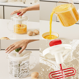 Semi-Auto Press Egg Beater Cup, Large-Capacity Measuring Manual Whisk for Cream & Egg Mixing—Yellow In Australia - Darrahopens