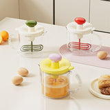 Semi-Auto Press Egg Beater Cup, Large-Capacity Measuring Manual Whisk for Cream & Egg Mixing—Yellow