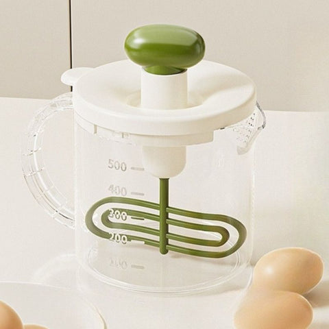 Semi-Auto Press Egg Beater Cup, Large-Capacity Measuring Manual Whisk for Cream & Egg Mixing—Green In Australia - Darrahopens