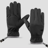 Winter Fleece-Lined Touchscreen Gloves, Windproof, Water-Resistant, Anti-Slip Thermal Gloves for Cycling and Driving, Unisex, One Pair—Black (One Size Fits All)