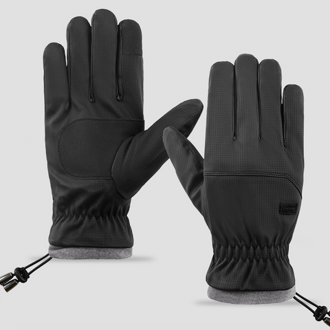 Winter Fleece-Lined Touchscreen Gloves, Windproof, Water-Resistant, Anti-Slip Thermal Gloves for Cycling and Driving, Unisex, One Pair—Black (One Size Fits All)