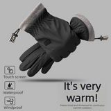 Winter Fleece-Lined Touchscreen Gloves, Windproof, Water-Resistant, Anti-Slip Thermal Gloves for Cycling and Driving, Unisex, One Pair—Gray (One Size Fits All)