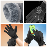 Winter Fleece-Lined Touchscreen Gloves, Windproof, Water-Resistant, Anti-Slip Thermal Gloves for Cycling and Driving, Unisex, One Pair—Blue (One Size Fits All)