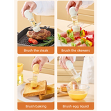Integrated Oil Storage Silicone Oil Brush Bottle, Food-Grade Heat-Resistant Oil Dispensing Brush for Baking, BBQ—Yellow