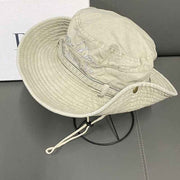 Vintage Washed Embroidered Bucket Hat, Wide-Brim Sun Hat with Drawstring for Hiking and Outdoor Activities - Beige In Australia - Darrahopens