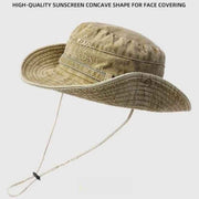 Vintage Washed Embroidered Bucket Hat, Wide-Brim Sun Hat with Drawstring for Hiking and Outdoor Activities - Brown In Australia - Darrahopens