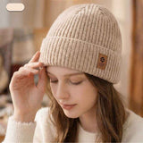 Double Fleece-Lined Vertical Stripe Knit Beanie, Unisex Thick Warm Winter Outdoor Cold-Proof Wool Hat—Beige In Australia - Darrahopens