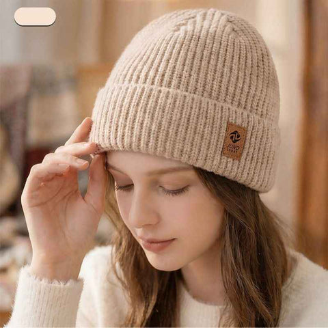Double Fleece-Lined Vertical Stripe Knit Beanie, Unisex Thick Warm Winter Outdoor Cold-Proof Wool Hat—Beige In Australia - Darrahopens