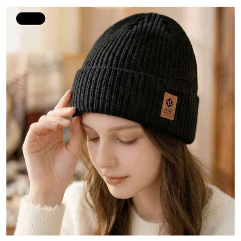 Double Fleece-Lined Vertical Stripe Knit Beanie, Unisex Thick Warm Winter Outdoor Cold-Proof Wool Hat—Black In Australia - Darrahopens