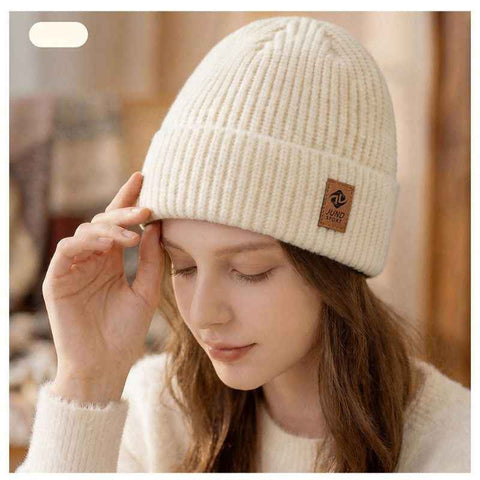 Double Fleece-Lined Vertical Stripe Knit Beanie, Unisex Thick Warm Winter Outdoor Cold-Proof Wool Hat - White In Australia - Darrahopens