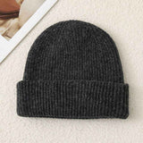 Solid Color Knit Beanie, Unisex Minimal Cuffed Warm Winter Hat with Slim Face Design—Gray In Australia - Darrahopens