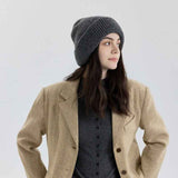 Solid Color Knit Beanie, Unisex Minimal Cuffed Warm Winter Hat with Slim Face Design—Gray In Australia - Darrahopens