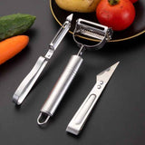 Stainless Steel Multi-function Peeler 3 Pcs Set, Fruit Vegetable Slicer Shaver & Tweezers Kitchen Tool Kit In Australia - Darrahopens
