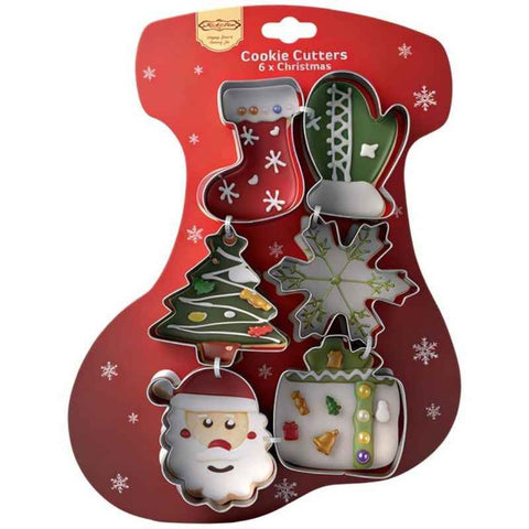 Stainless Steel Christmas Cookie Cutter 6-Piece Set, Holiday DIY Baking Molds for Cookies & Fondant—Christmas Stocking In Australia - Darrahopens