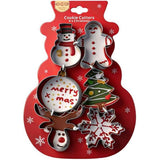 Stainless Steel Christmas Cookie Cutter 6-Piece Set, Holiday DIY Baking Molds for Cookies & Fondant—Snowman