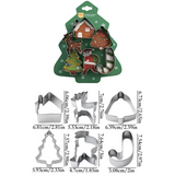 Stainless Steel Christmas Cookie Cutter 6-Piece Set, Holiday DIY Baking Molds for Cookies & Fondant—Christmas Tree