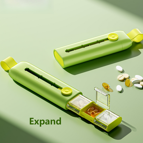 Slide-out 3-Compartment Portable Pill Case, Travel Transparent Separate Grid Medicine Storage Box - Green In Australia - Darrahopens