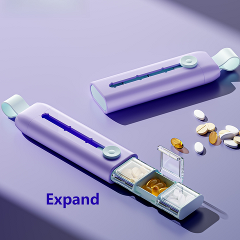 Slide-out 3-Compartment Portable Pill Case, Travel Transparent Separate Grid Medicine Storage Box - Purple In Australia - Darrahopens