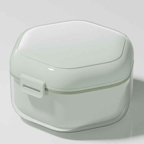 3-Layer Drainable Retainer Storage Case, Portable Invisible Braces & Denture Soaking Cleaning Box - Green In Australia - Darrahopens