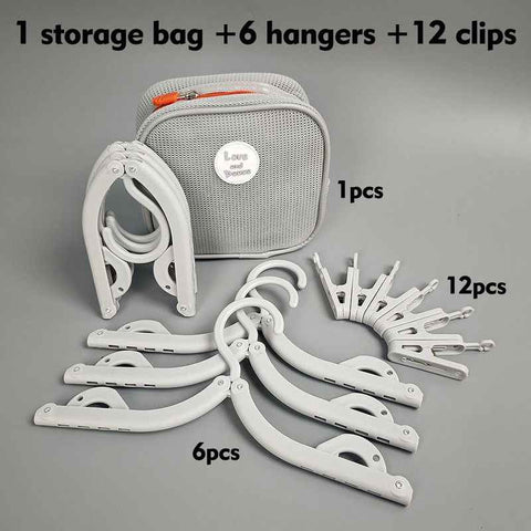 Portable Foldable Travel Clothes Hanger Set, Includes Clips, Clothes Rack with Storage Bag for Business Trips and Home Use - Gray In Australia - Darrahopens