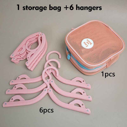 Portable Foldable Travel Clothes Hanger Set, Clothes Rack with Storage Bag for Business Trips and Home Use - Pink In Australia - Darrahopens