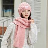 Women's Winter Knit Beanie & Scarf Set, Thick Vertical Stripe Warm Slouchy Hat with Ear Protection and Scarf—Pink In Australia - Darrahopens