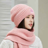 Women's Winter Knit Beanie & Scarf Set, Thick Vertical Stripe Warm Slouchy Hat with Ear Protection and Scarf—Pink In Australia - Darrahopens