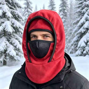 Fleece Integrated Thermal Balaclava, Windproof Face & Neck Cover Hat for Skiing, Cycling, and Outdoor Sports - Red In Australia - Darrahopens